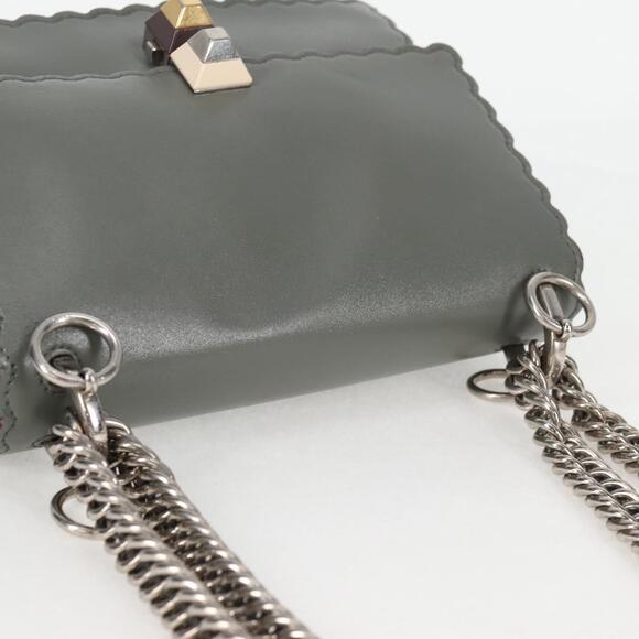 FENDI Chain Shoulder Bag Leather Gray Silver - Picture 6 of 12